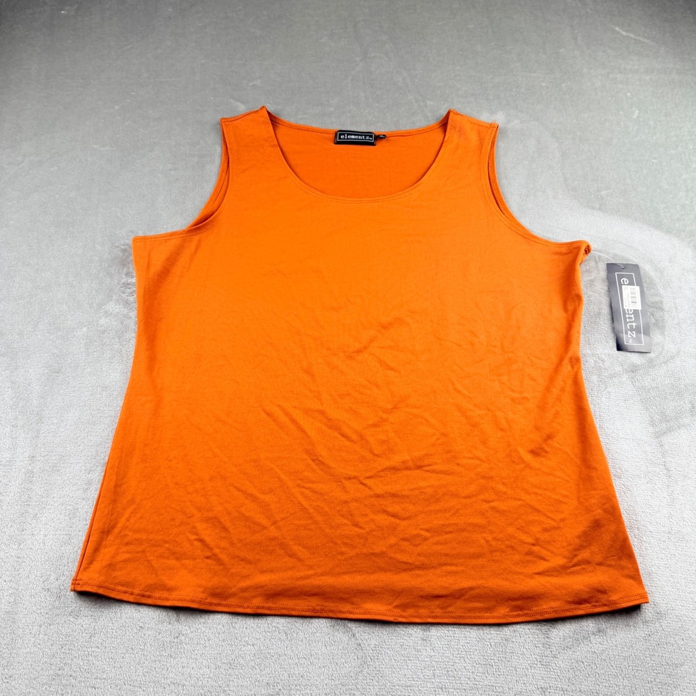 Elementz Women's XL Adobe‎ Orange Tank Top Scoop Neck Stretch MNST0006 NWT